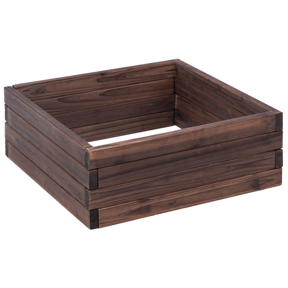 24" Square Wooden Raised Garden Bed, Outdoor Planter Box for Vegetables, Flowers, Herbs, Elevated Wood Planter for Patio & Lawn