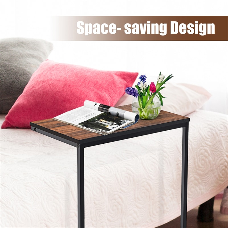 26'' U Shaped Side Table Couch Table Sofa Side Table Laptop Holder for Living Room