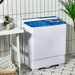 Portable Washing Machine 26LBS Semi-automatic Compact Twin Tub Washer Spin Dryer with Built-in Drain Pump