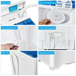 Portable Washing Machine 26LBS Semi-automatic Compact Twin Tub Washer Spin Dryer with Built-in Drain Pump