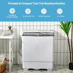 Portable Washing Machine 26LBS Semi-automatic Compact Twin Tub Washer Spin Dryer with Built-in Drain Pump