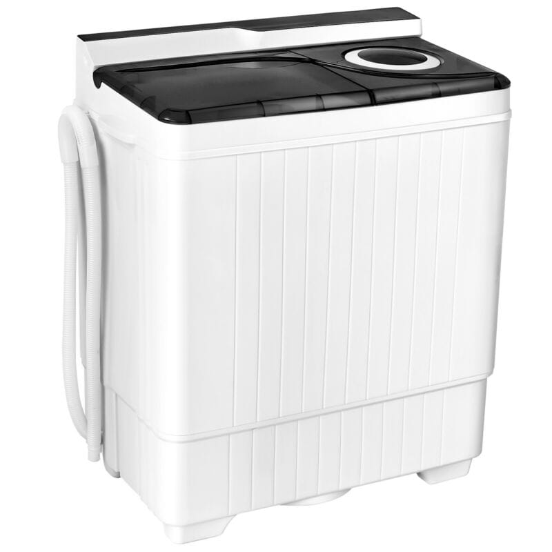 Portable Washing Machine 26LBS Semi-automatic Compact Twin Tub Washer Spin Dryer with Built-in Drain Pump