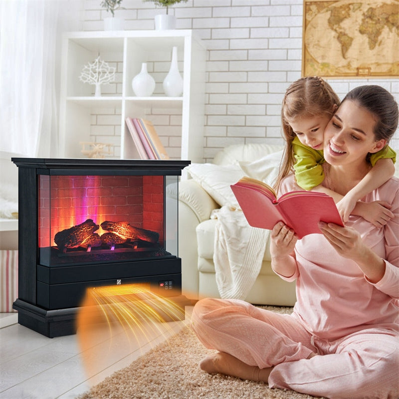 27" Electric Fireplace, 1400W Freestanding Fireplace Heater with 3-Level Flame, Thermostat, 6H Timer, Overheat Protection for Living Room