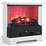 27" Freestanding Fireplace 1400W 3-Sided Electric Fireplace Heater with 3-Level Vivid Flame & Thermostat