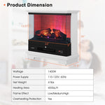 27" Freestanding Fireplace 1400W 3-Sided Electric Fireplace Heater with 3-Level Vivid Flame & Thermostat