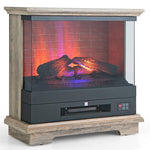 27" Freestanding Fireplace 1400W 3-Sided Electric Fireplace Heater with 3-Level Vivid Flame & Thermostat