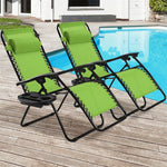 2 PCS Outdoor Folding Zero Gravity Chairs Lounge Chairs Reclining Patio Chairs