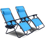 2 PCS Outdoor Folding Zero Gravity Chairs Lounge Chairs Reclining Patio Chairs