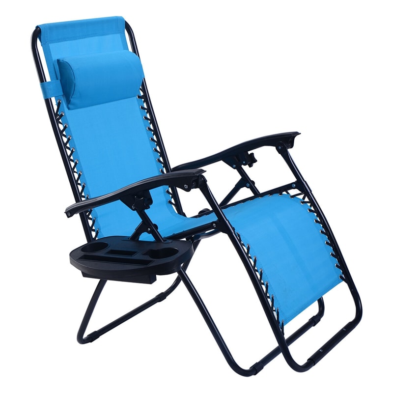 2 PCS Outdoor Folding Zero Gravity Chairs Lounge Chairs Reclining Patio Chairs