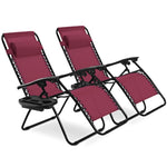 2 PCS Outdoor Folding Zero Gravity Chairs Lounge Chairs Reclining Patio Chairs