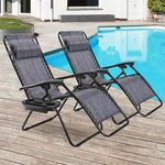 2 PCS Outdoor Folding Zero Gravity Chairs Lounge Chairs Reclining Patio Chairs