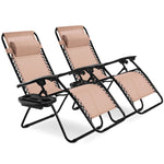 2 PCS Outdoor Folding Zero Gravity Chairs Lounge Chairs Reclining Patio Chairs