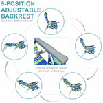 3PCS Folding Backpack Beach Chairs with Side Table, Cooler Bag, Cup Holder, 5-Position Reclining Beach Chairs for Camping Sunbathing