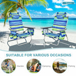 3PCS Folding Backpack Beach Chairs with Side Table, Cooler Bag, Cup Holder, 5-Position Reclining Beach Chairs for Camping Sunbathing