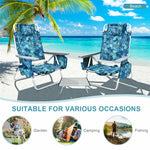 3PCS Folding Backpack Beach Chairs with Side Table, Cooler Bag, Cup Holder, 5-Position Reclining Beach Chairs for Camping Sunbathing