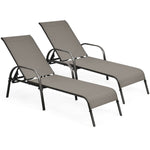 2-Pack Outdoor Sling Chaise Lounge Chairs with 5-Position Adjustable Backrest, Steel Frame Patio Sun Loungers for Poolside, Yard & Balcony