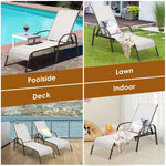 2-Pack Outdoor Sling Chaise Lounge Chairs with 5-Position Adjustable Backrest, Steel Frame Patio Sun Loungers for Poolside, Yard & Balcony