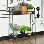 2 Tier Outdoor Metal Plant Stand Flower Pot Rack Display Holder - Bestoutdor