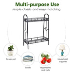 2 Tier Outdoor Metal Plant Stand Flower Pot Rack Display Holder - Bestoutdor