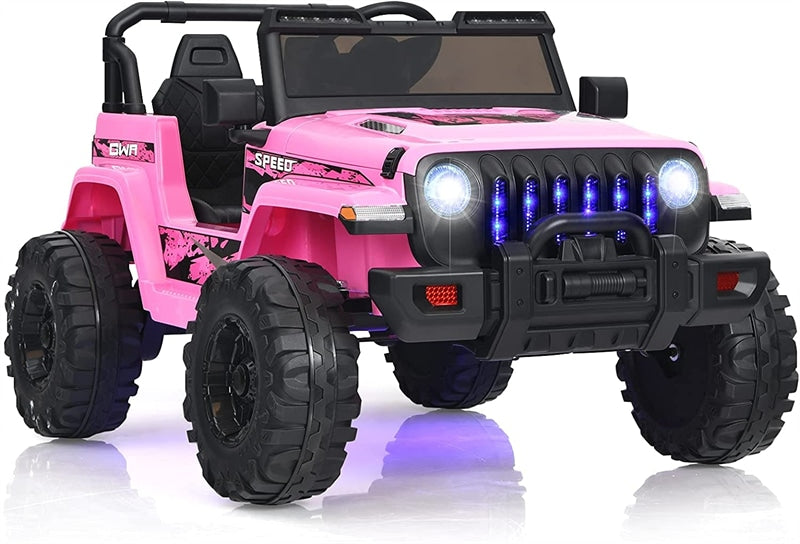 2-Seater Ride-On Truck for Kids, 12V Battery Powered Electric Vehicle with Remote Control & LED Lights, Ride-On Car for Boys Girls Gifts