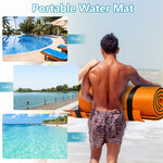 Floating Water Pad 3-Layer Tear Resistant XPE Foam Water Mat 83" x 26" Foam Pool Float with Rolling Pillow Design for Lake Water Activities