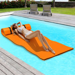 Floating Water Pad 3-Layer Tear Resistant XPE Foam Water Mat 87" x 36" Foam Pool Float with Rolling Pillow Design for Lake Water Activities