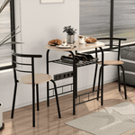 3-Piece Small Dining Table Chair Set Space-Saving Bistro Set with Shelf Storage & Metal Frame