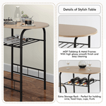 3-Piece Small Dining Table Chair Set Space-Saving Bistro Set with Shelf Storage & Metal Frame