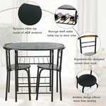 3-Piece Small Dining Table Chair Set Space-Saving Bistro Set with Shelf Storage & Metal Frame