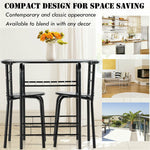 3-Piece Small Dining Table Chair Set Space-Saving Bistro Set with Shelf Storage & Metal Frame