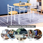 3-Piece Small Dining Table Chair Set Space-Saving Bistro Set with Shelf Storage & Metal Frame