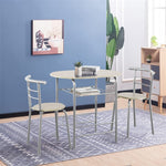 3-Piece Small Dining Table Chair Set Space-Saving Bistro Set with Shelf Storage & Metal Frame