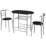 3-Piece Small Dining Table Chair Set Space-Saving Bistro Set with Shelf Storage & Metal Frame