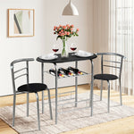 3-Piece Small Dining Table Chair Set Space-Saving Bistro Set with Shelf Storage & Metal Frame