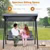 3-Seat Porch Swing Chair All Weather Outdoor Swing Hammock Chair with Adjustable Canopy & Removable Cushions