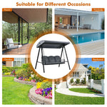 3-Seat Porch Swing Chair All Weather Outdoor Swing Hammock Chair with Adjustable Canopy & Removable Cushions