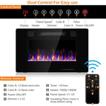 30" Recessed Electric Fireplace, Ultra Thin Wall-Mounted Fireplace Heater with Multicolor Flame, Remote Control, Touch Screen, 8H Timer, 750W/1500W