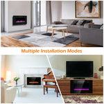 30" Recessed Electric Fireplace, Ultra Thin Wall-Mounted Fireplace Heater with Multicolor Flame, Remote Control, Touch Screen, 8H Timer, 750W/1500W