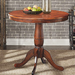 32" Round Pub Pedestal Side Table Wooden Dining Table with Adjustable Foot Pads