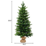 3FT Pre-Lit Mini Christmas Tree, Tabletop Fir Xmas Tree with 50 Warm White LED Lights, 363 Branch Tips, Timer & Burlap Base for Holiday Decor