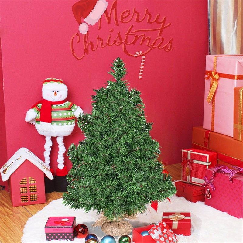 3FT Tabletop Mini Christmas Tree Artificial Small Green Spruce Xmas Tree for Home Office Decoration with 96 PVC Branch Tips, Cloth Bag Base