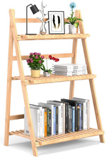 3 Tier Folding Bamboo Plant Stand Organizer Storage Shelving - Bestoutdor