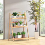 3 Tier Folding Bamboo Plant Stand Organizer Storage Shelving - Bestoutdor