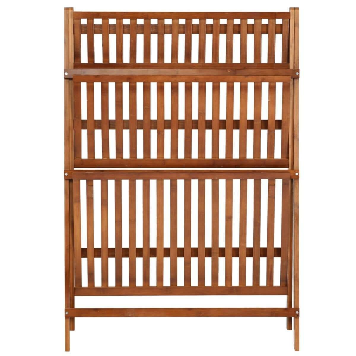 3 Tier Folding Bamboo Plant Stand Organizer Storage Shelving - Bestoutdor