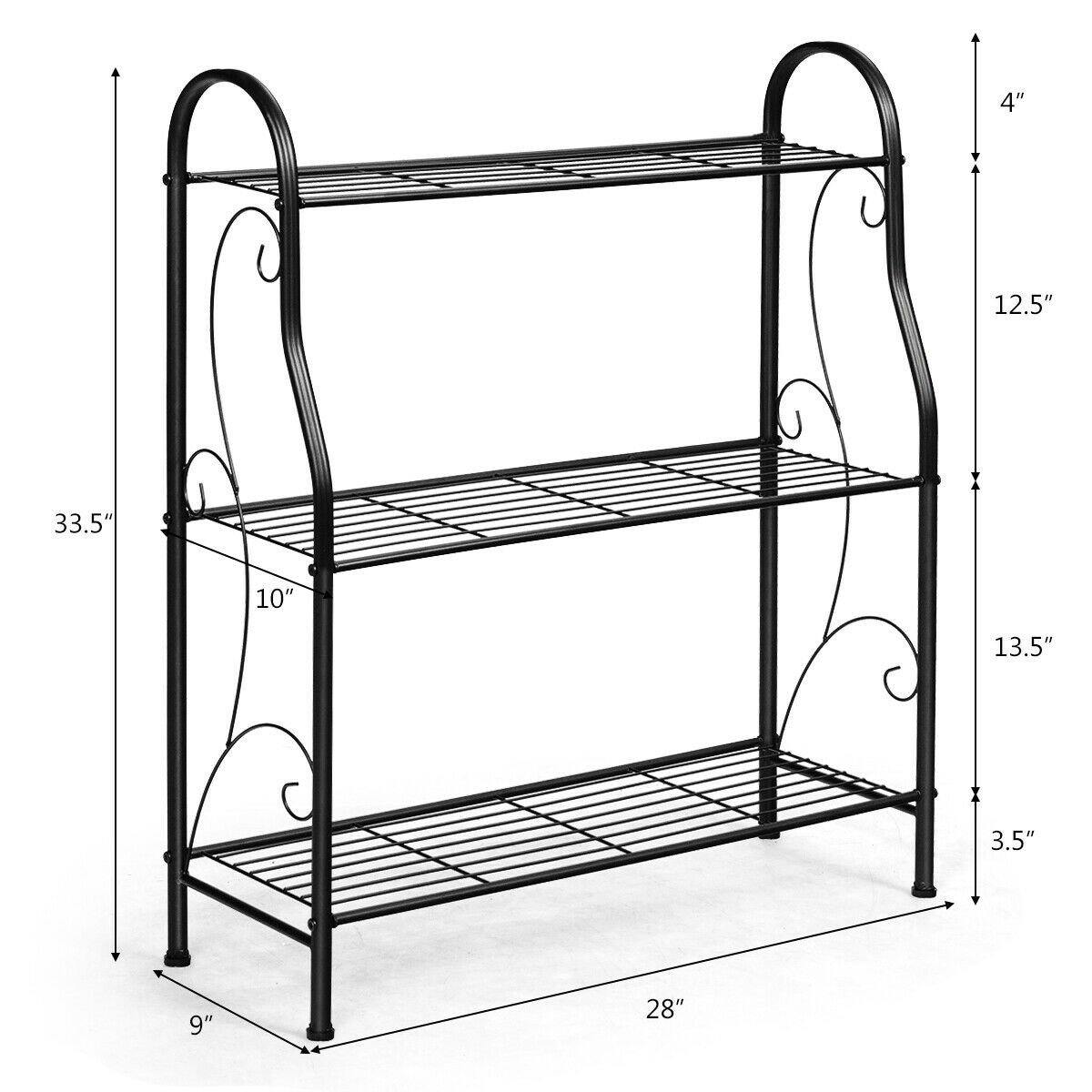 3 Tier Scrollwork Design Metal Garden Plant Stand - Bestoutdor