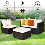 4-Piece Outdoor Wicker Sectional Sofa Set Rattan Patio Conversation Set with Cushions