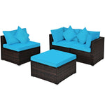 4-Piece Outdoor Wicker Sectional Sofa Set Rattan Patio Conversation Set with Cushions