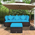 4-Piece Outdoor Wicker Sectional Sofa Set Rattan Patio Conversation Set with Cushions