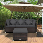 4-Piece Outdoor Wicker Sectional Sofa Set Rattan Patio Conversation Set with Cushions