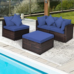 4-Piece Outdoor Wicker Sectional Sofa Set Rattan Patio Conversation Set with Cushions